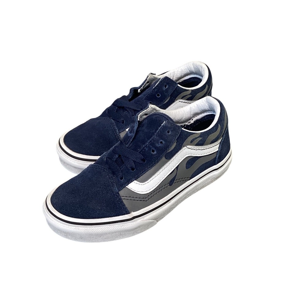 Vans Old Skool Kids 13.5 Navy Blue Flame Sneakers Youth Skate Shoes‎ EU 31 - Picture 4 of 11